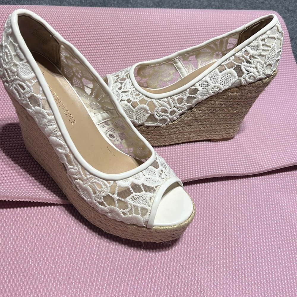 White ivory bride wedges